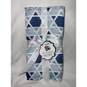 NEW COLOR FIT HANUKKAH STAR OF DAVID LIGHT DARK BLUE WATER REPELLENT 8 NAPKINS